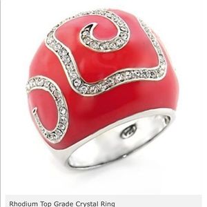 Red Epoxy Crystal Ring statement ring
